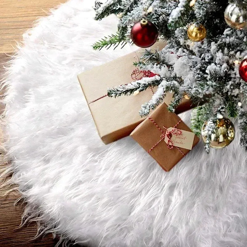 Saia para Árvore de Natal Redonda Plush Neve Branca - Zinova