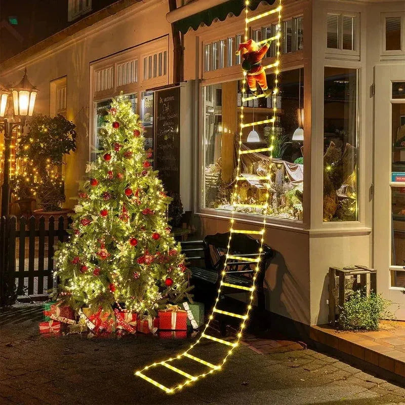 Decoração Natalina Papai Noel com Escada Iluminada de 3m - Zinova